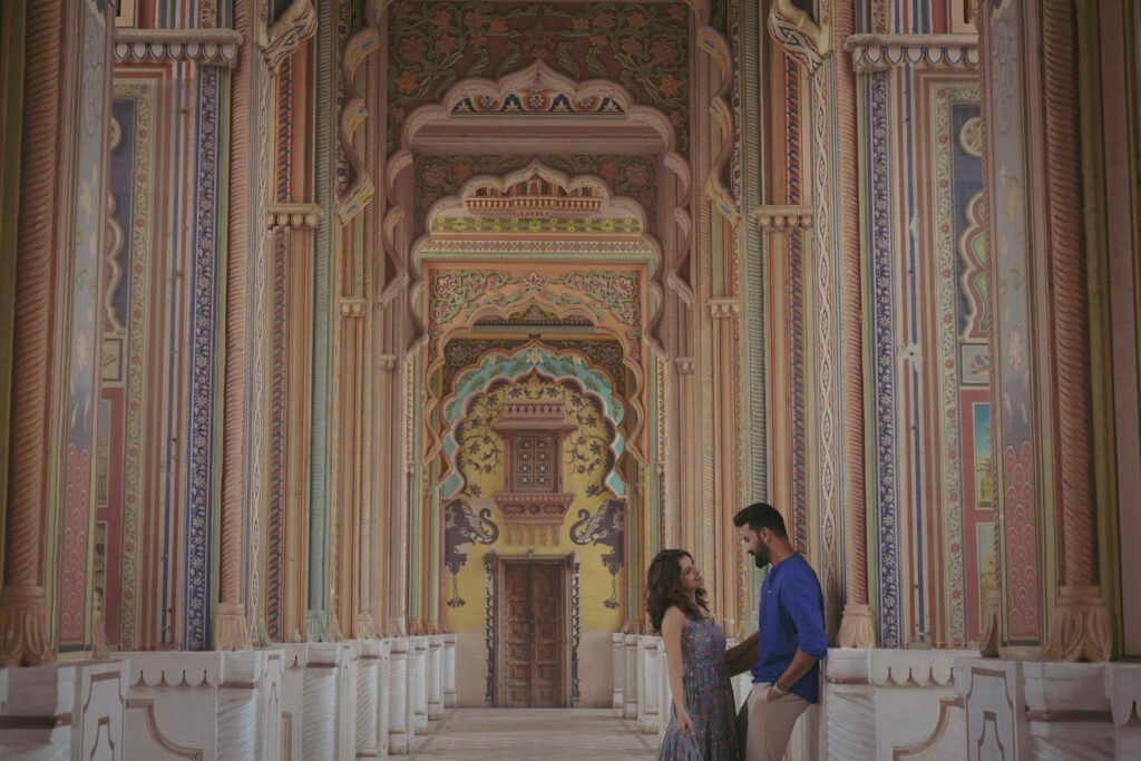Painted arches of Patrika Gate in Jaipur